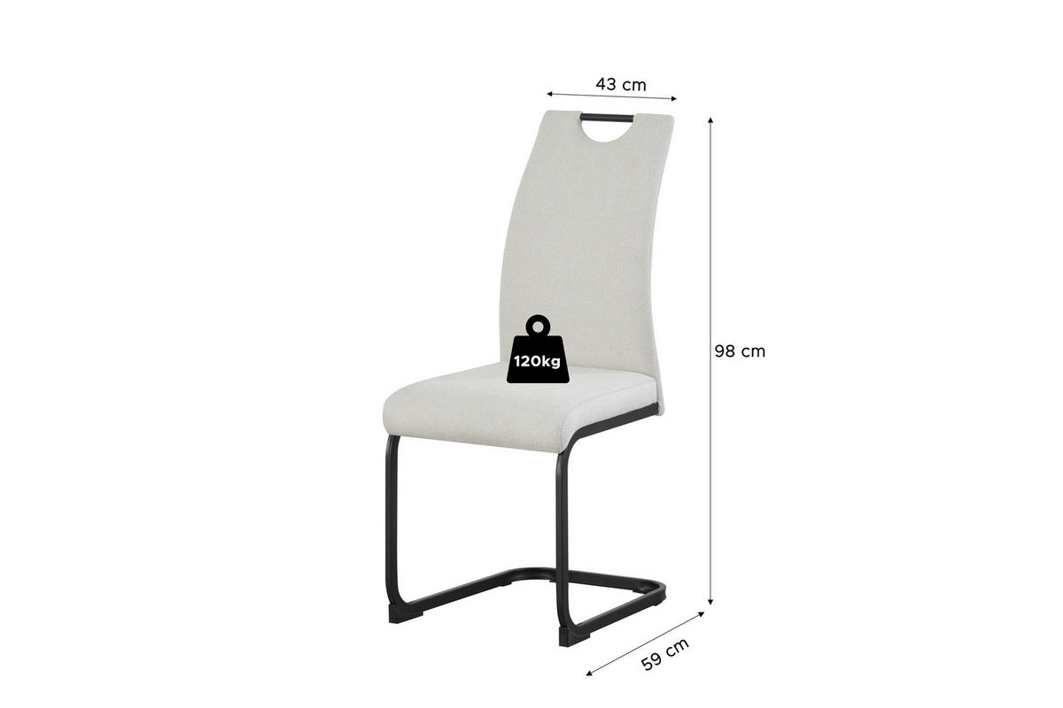 Schwingstuhl HANNA, 2er Set creme schwarz Webstoff B/H/T: ca. 43x98x59 cm HANNA, 2er Set - creme/schwarz (43,00/98,00/59,00cm) - xonox.home