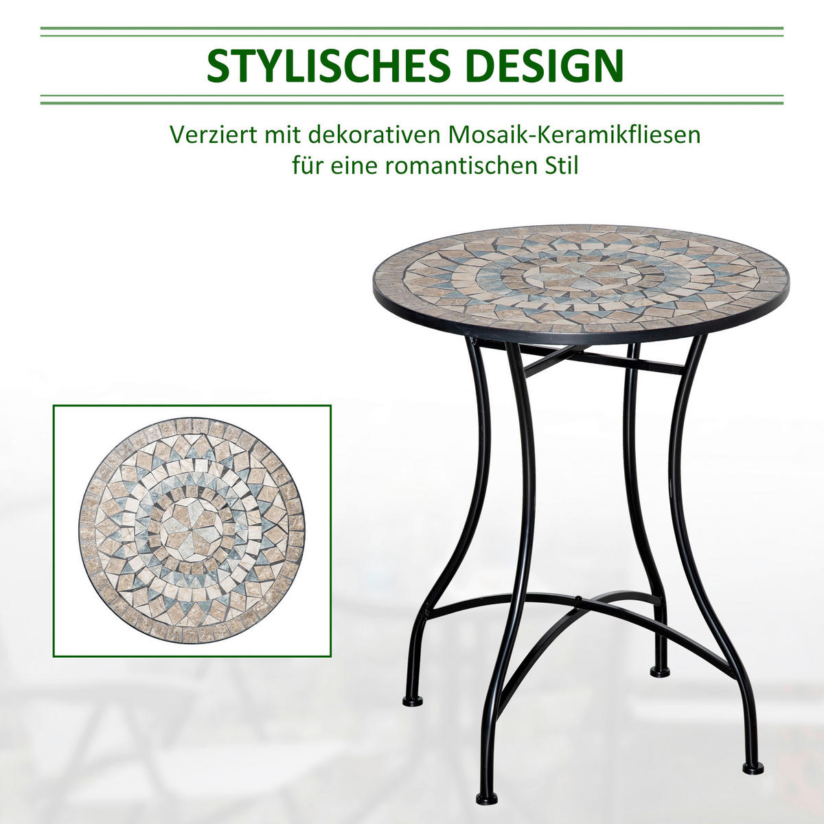 Outsunny Gartentisch bunt Metall H/D: ca. 71x60 cm Gartentisch - bunt (60,00/71,00cm) - Outsunny