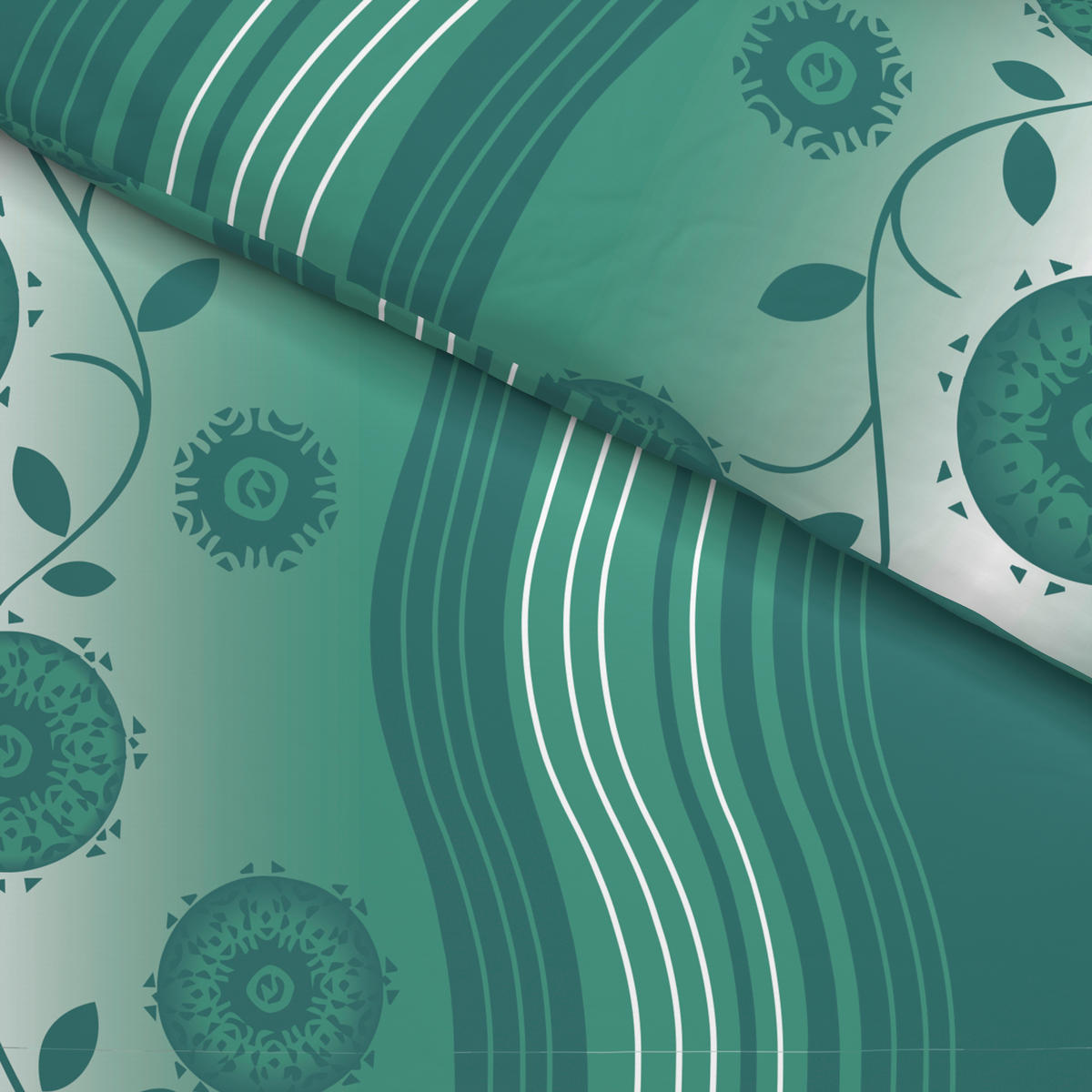 Microfaser Bettwäsche Fleece Bettwäsche_Fleece Blumen - grün (135,00/200,00cm)