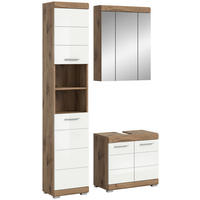 Badezimmer-Set Wave weiß Hochglanz Nox Oak Nachbildung B/H/T: ca. 112x191x34 cm Wave - weiß (112,00/191,00/34,00cm) - xonox.home