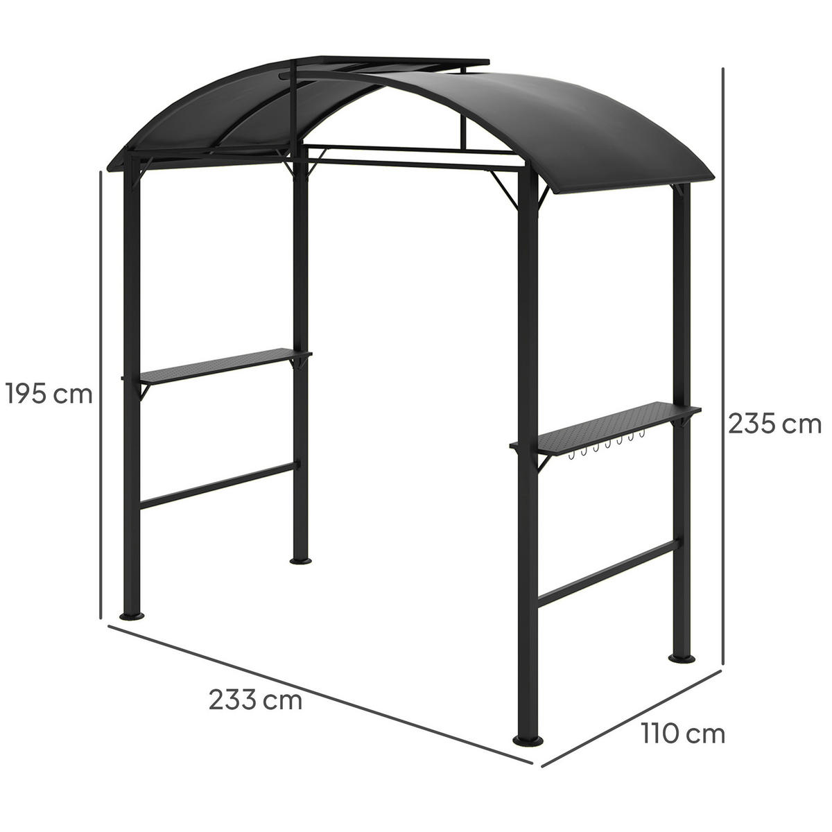 Outsunny Grillpavillon dunkelgrau Polyester B/H/L: ca. 110x235x233 cm Grillpavillon - dunkelgrau (233,00/110,00/235,00cm) - Outsunny