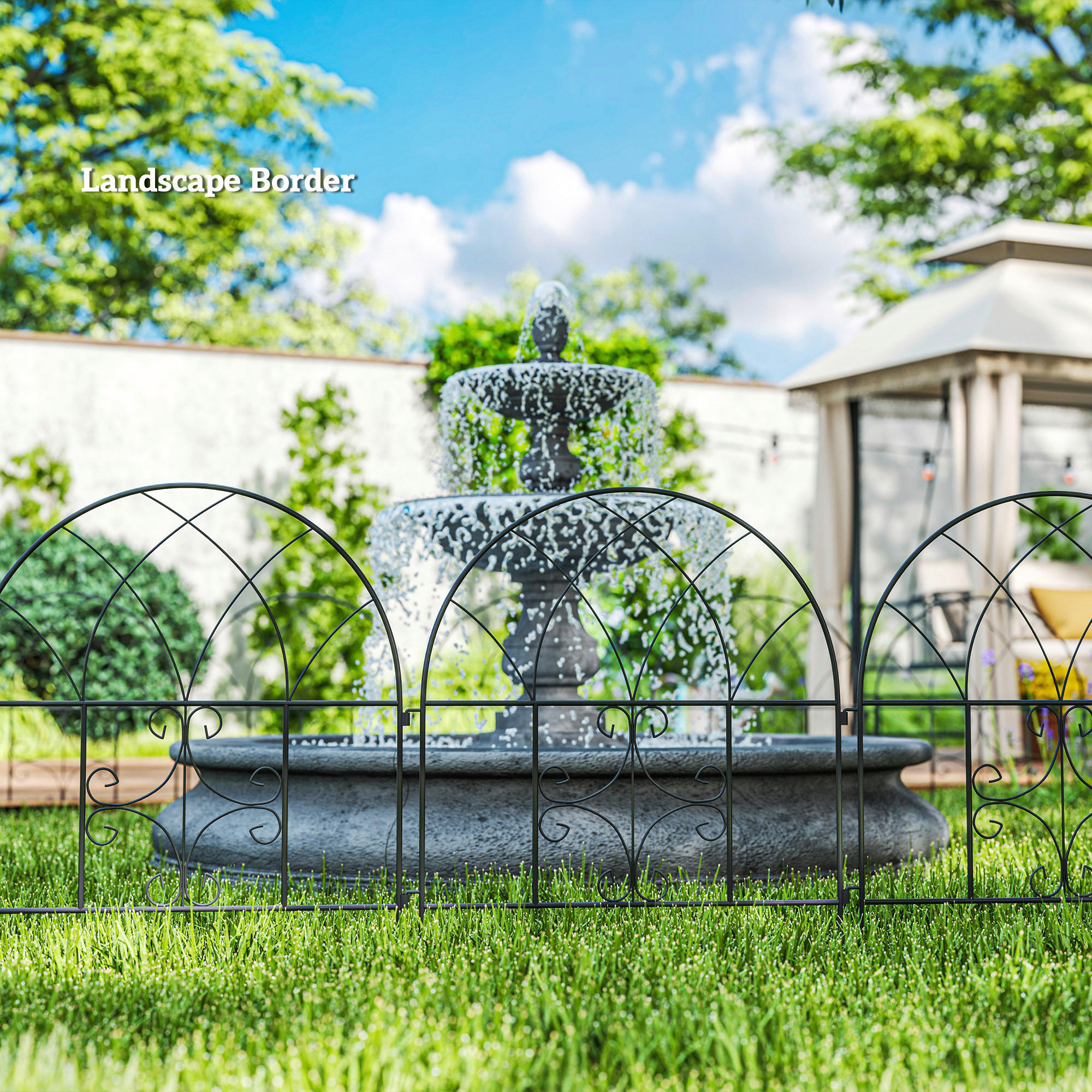 Outsunny Gartenzaun schwarz Stahl B/H/L:...