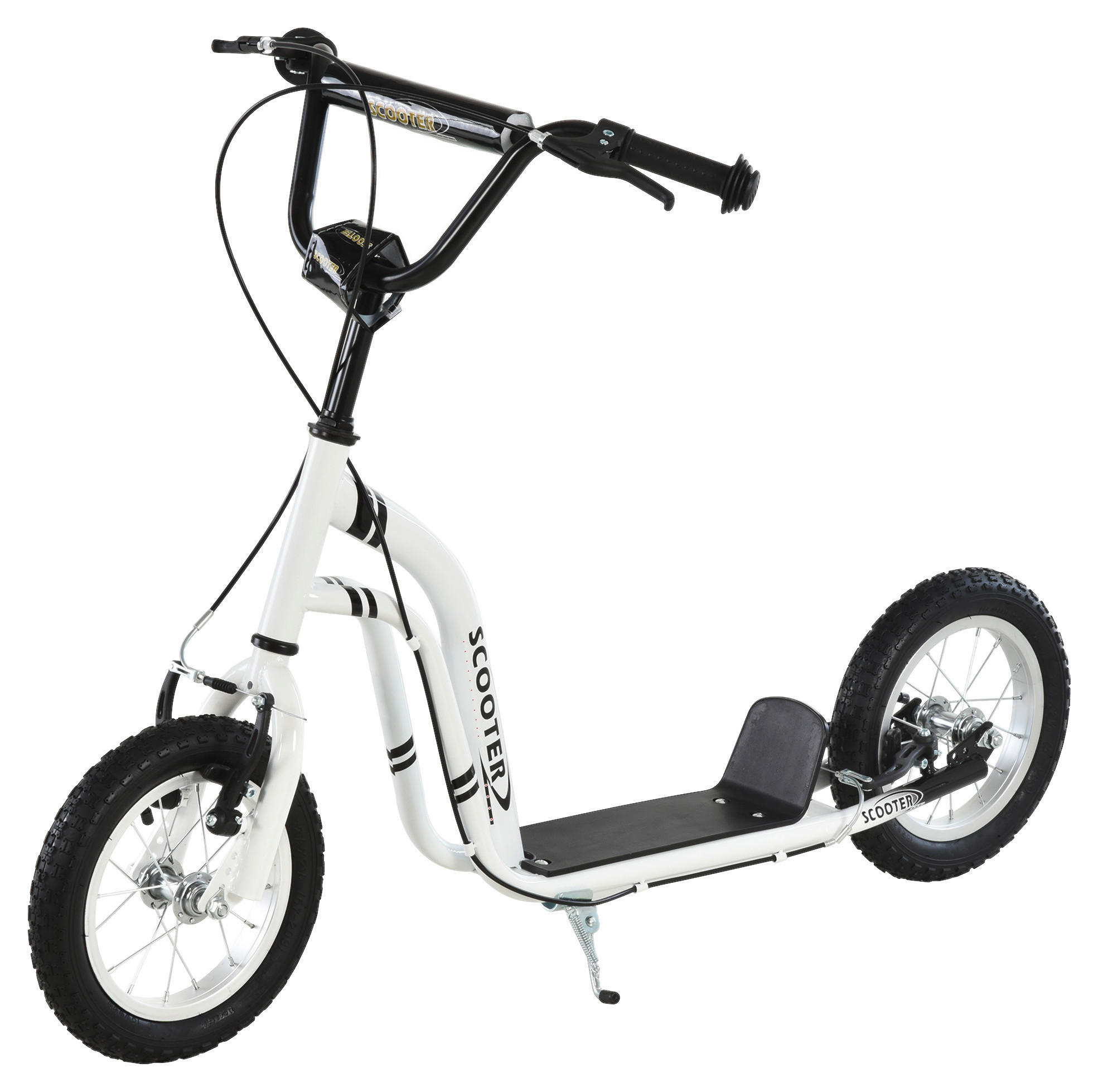 HOMCOM Tretroller weiß B/H/L: ca. 58x85x120 cm Tretroller_mit_Handbremse - weiß (120,00/58,00/85,00cm) - HOMCOM