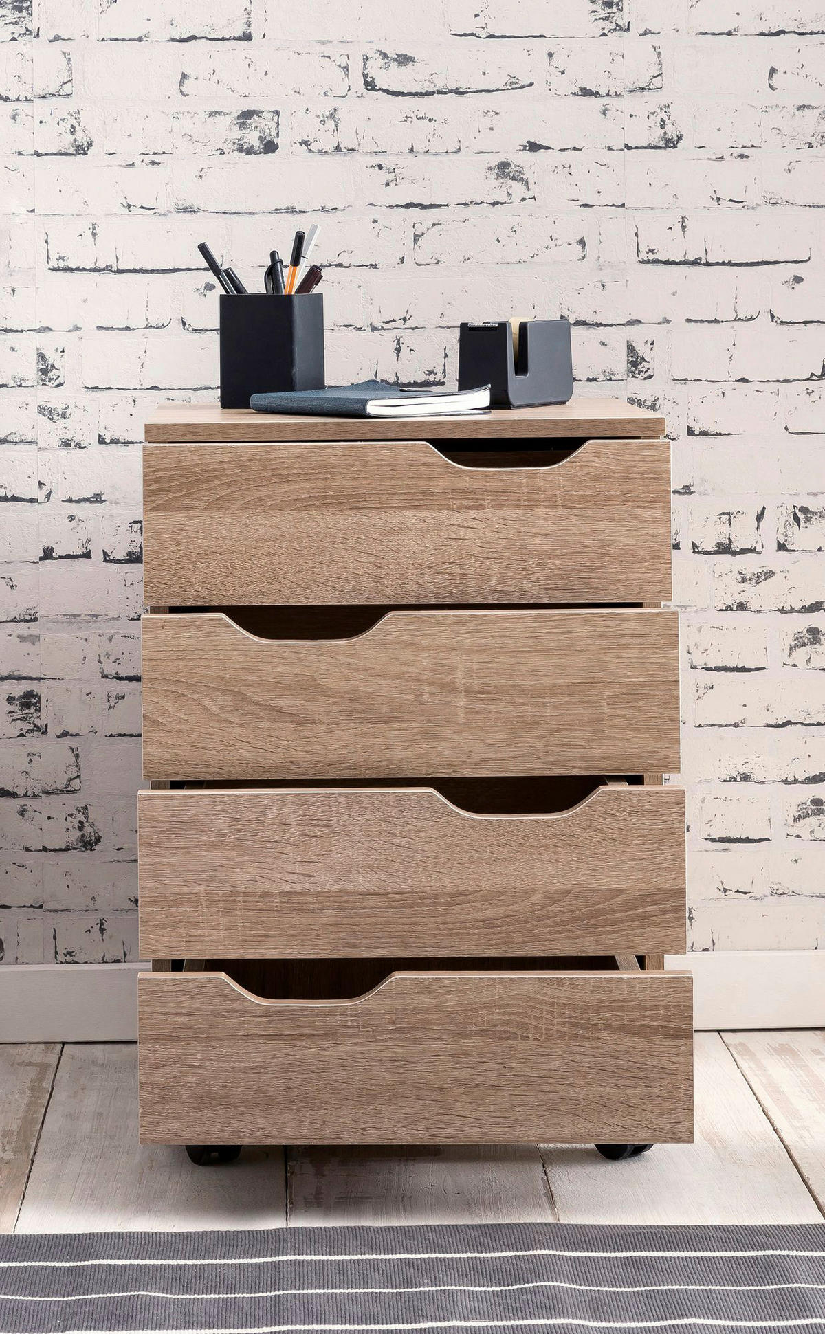 Rollcontainer braun Spanplatte B/H/T: ca. 40x60x40 cm Rollcontainer - braun (40,00/60,00/40,00cm) - Wohnling