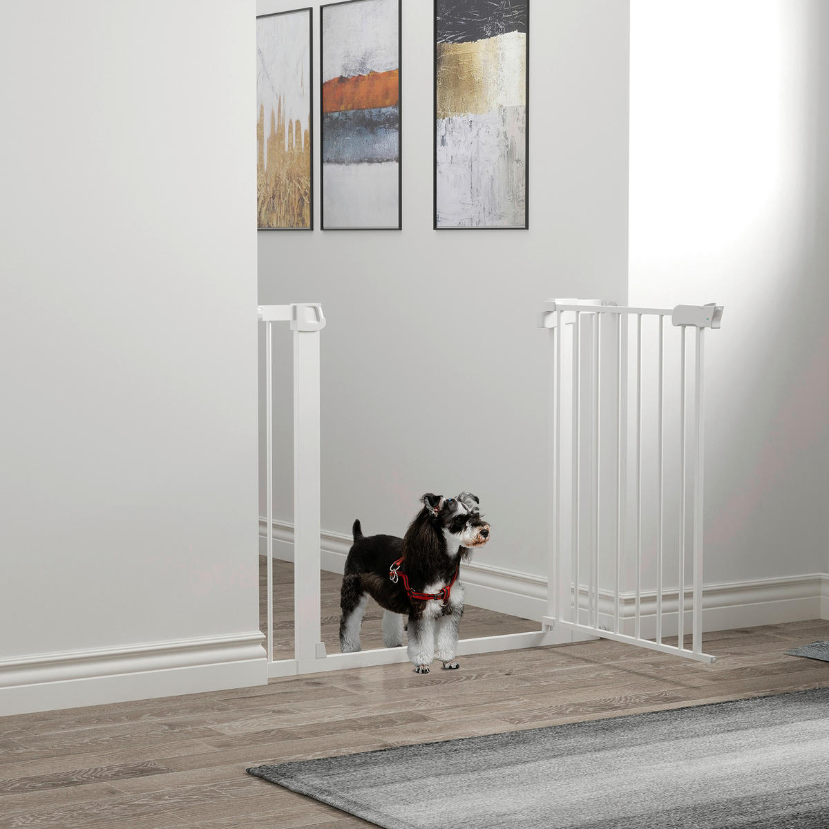 PawHut Schutzgitter weiß Edelstahl B/H/L: ca. 5x96x76 cm Türschutzgitter - weiß (76,00/5,00/96,00cm) - PawHut