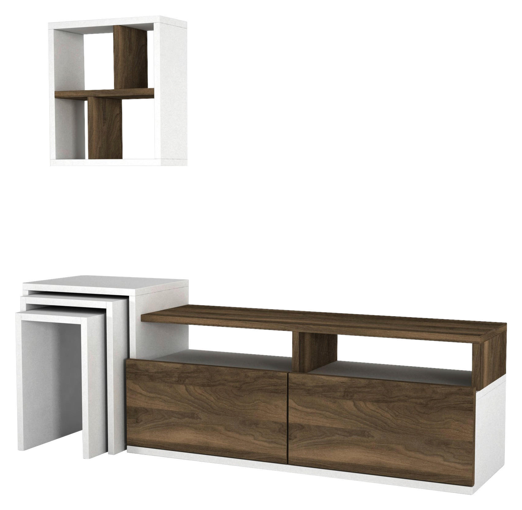 Wohnwand Missy weiß walnuss Nachbildung B/H/T: ca. 123,2x41,8x29,5 cm Missy - weiß/walnuss (123,20/41,80/29,50cm) - moebel17
