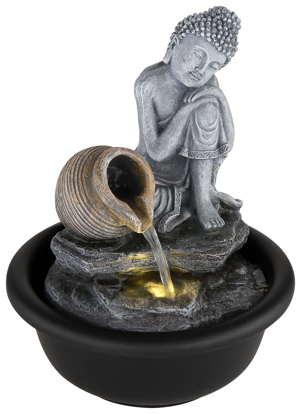 LED-Brunnen 93039 grau Kunststoff H/D: ca. 19x16 cm 1 Brennstellen LED-Brunnen_Fontana - grau (16,00/19,00cm)