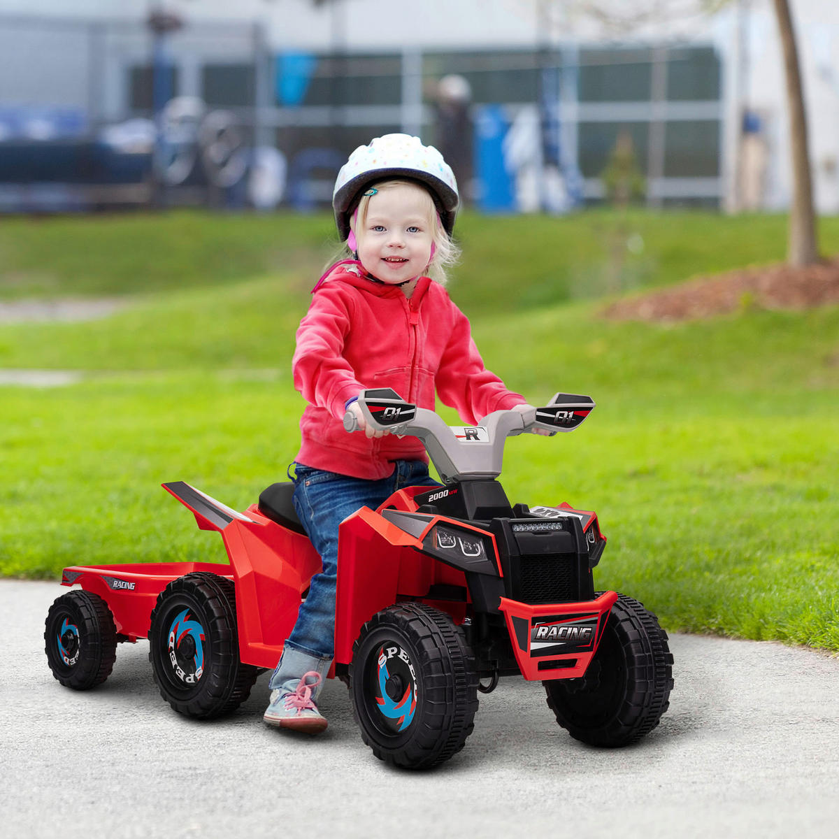 HOMCOM Kinder Elektrofahrzeug schwarz B/H/L: ca. 41,5x48,5x106 cm Kinder Elektrofahrzeug - rot/schwarz (106,00/41,50/48,50cm) - HOMCOM