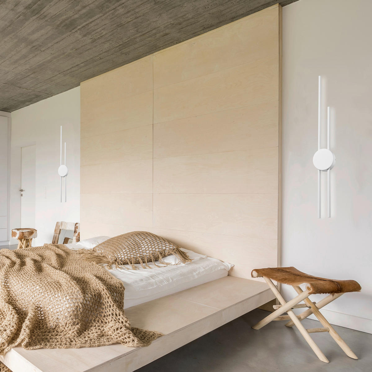 Lamkur LED-Wandleuchte weiß PVC Holz B/H/L: ca. 12x80x12 cm LANA - weiß (12,00/12,00/80,00cm) - Lamkur