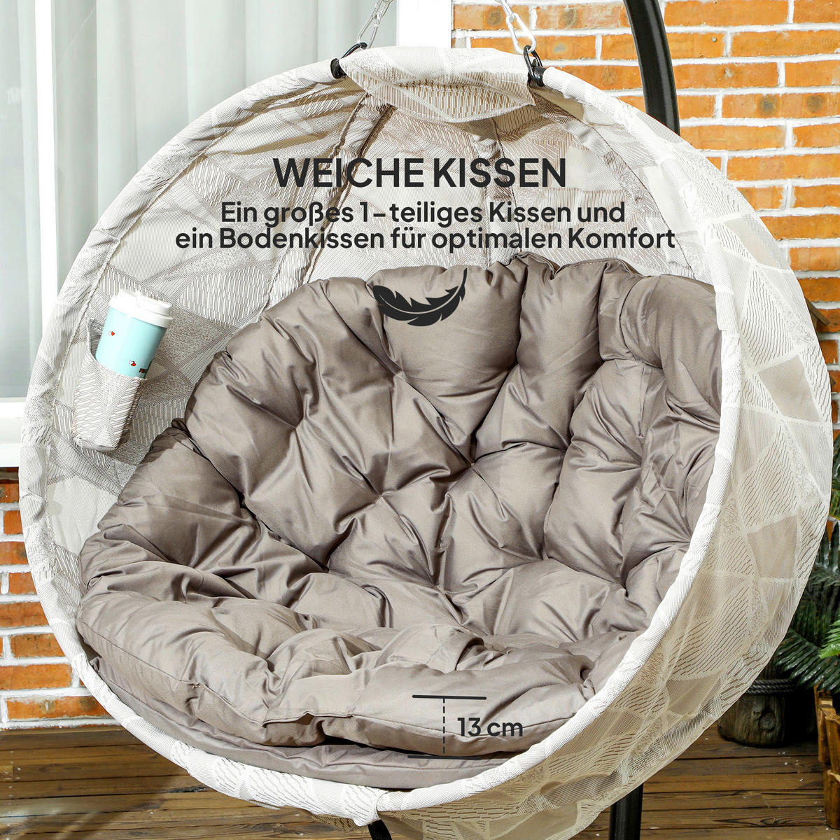 Outsunny Hängesessel sand Stahl B/H/L: ca. 106x178x114 cm Hängesessel - sand (114,00/106,00/178,00cm) - Outsunny