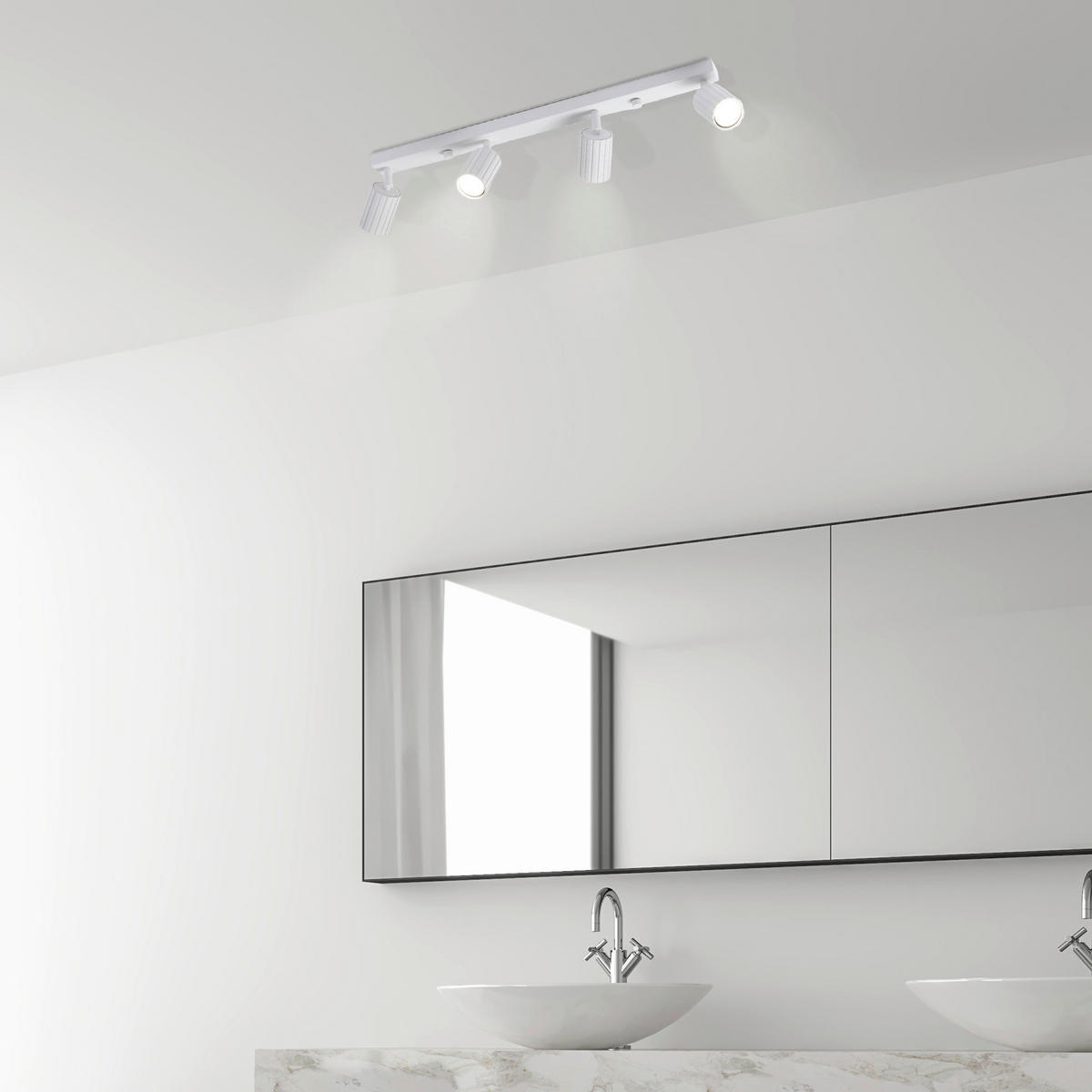 Lamkur Strahler weiß Stahl B/H/L: ca. 6,5x16,5x81 cm 4 Brennstellen Prisma - weiß (81,00/6,50/16,50cm) - Lamkur