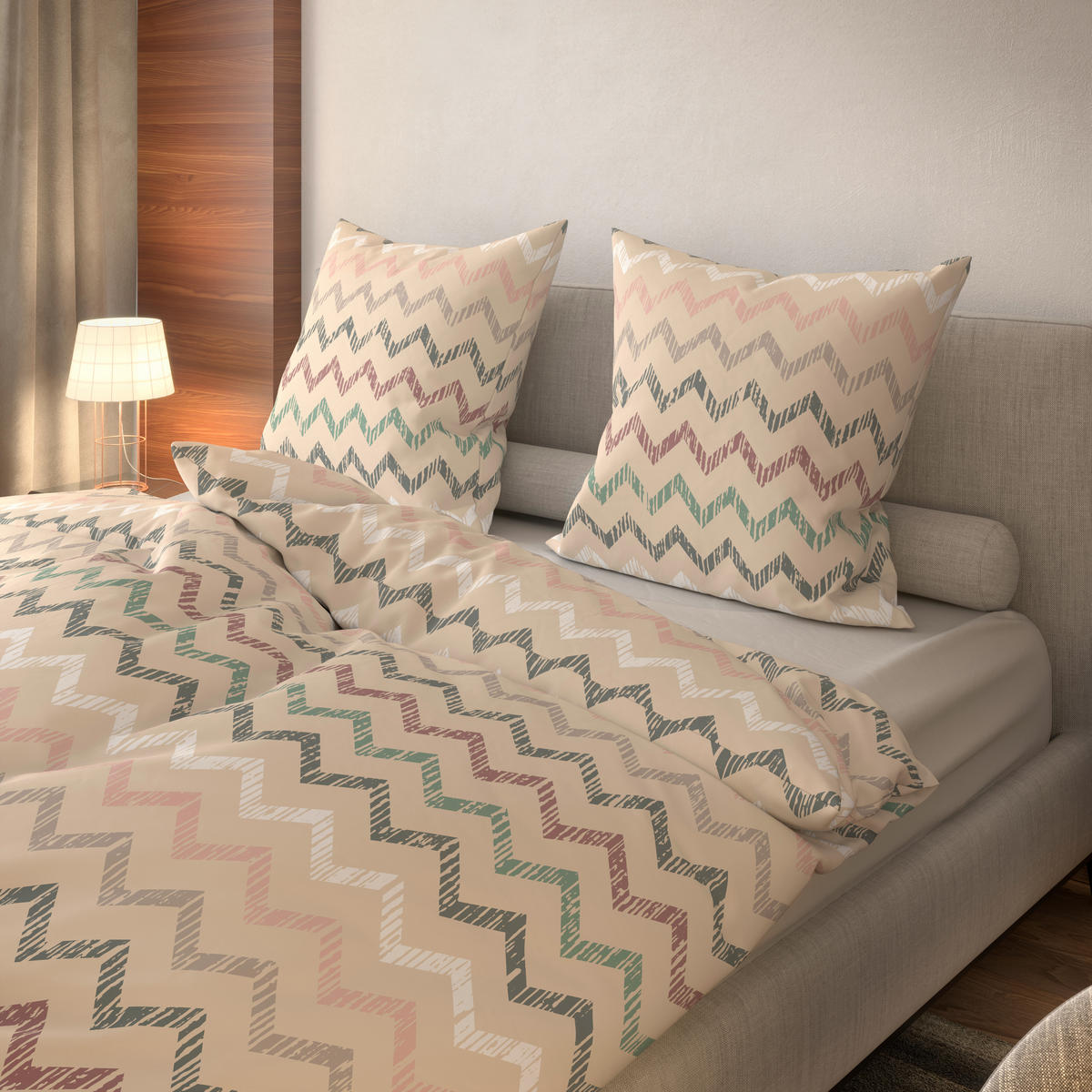 Microfaser Bettwäsche Bettwäsche_Microfaser Zickz beige - beige (135,00/200,00cm) - Sensation