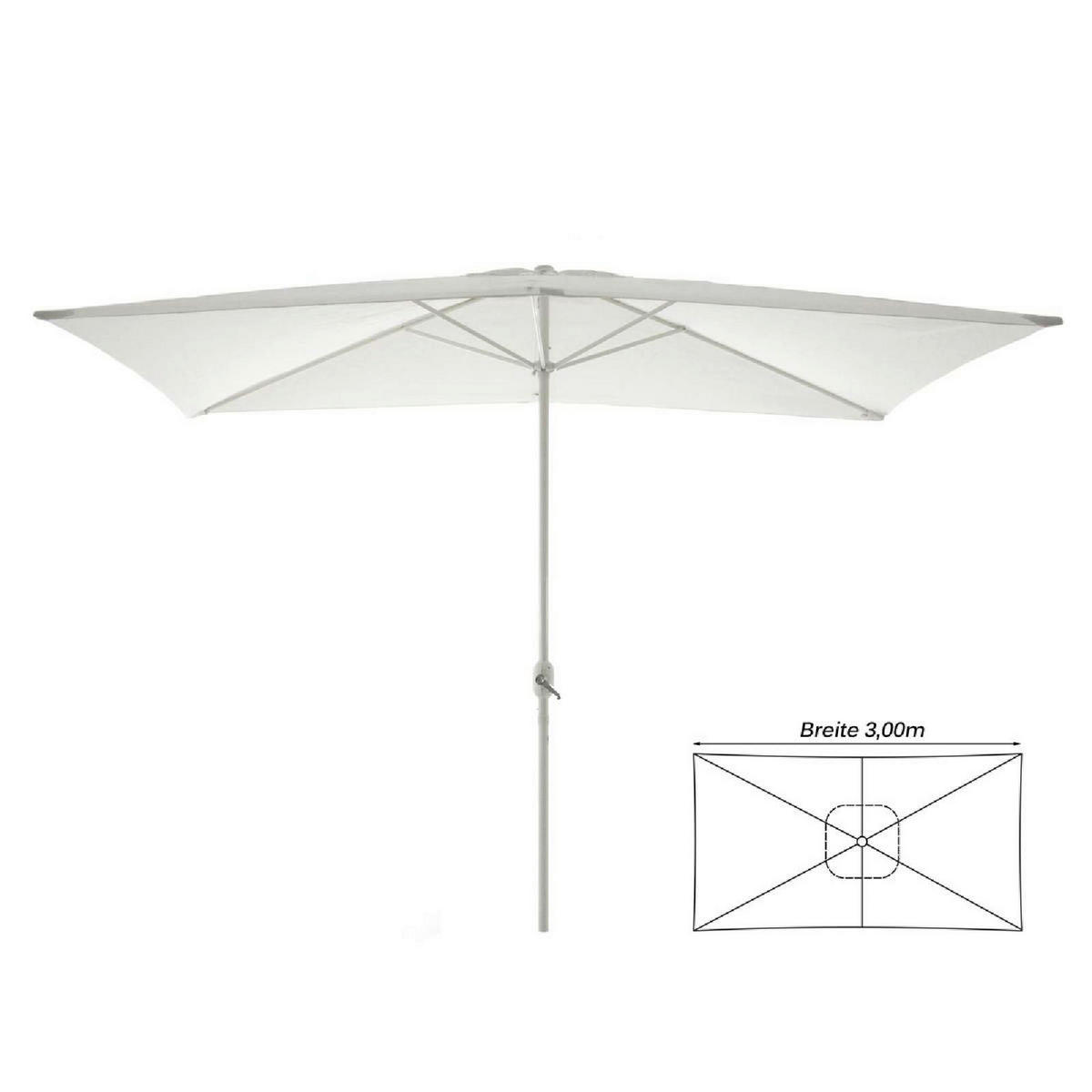 VCM Sonnenschirm weiß Polyester-Mischgewebe B/H/L: ca. 200x235x300 cm Sonnenschirm - weiß (300,00/200,00/235,00cm) - VCM