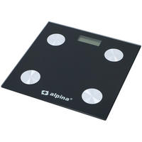 Alpina Personenwaage schwarz Edelstahl B/L: ca. 28x28 cm Bluetooth-Körperanalysewaage - schwarz (28,00/28,00cm) - Alpina