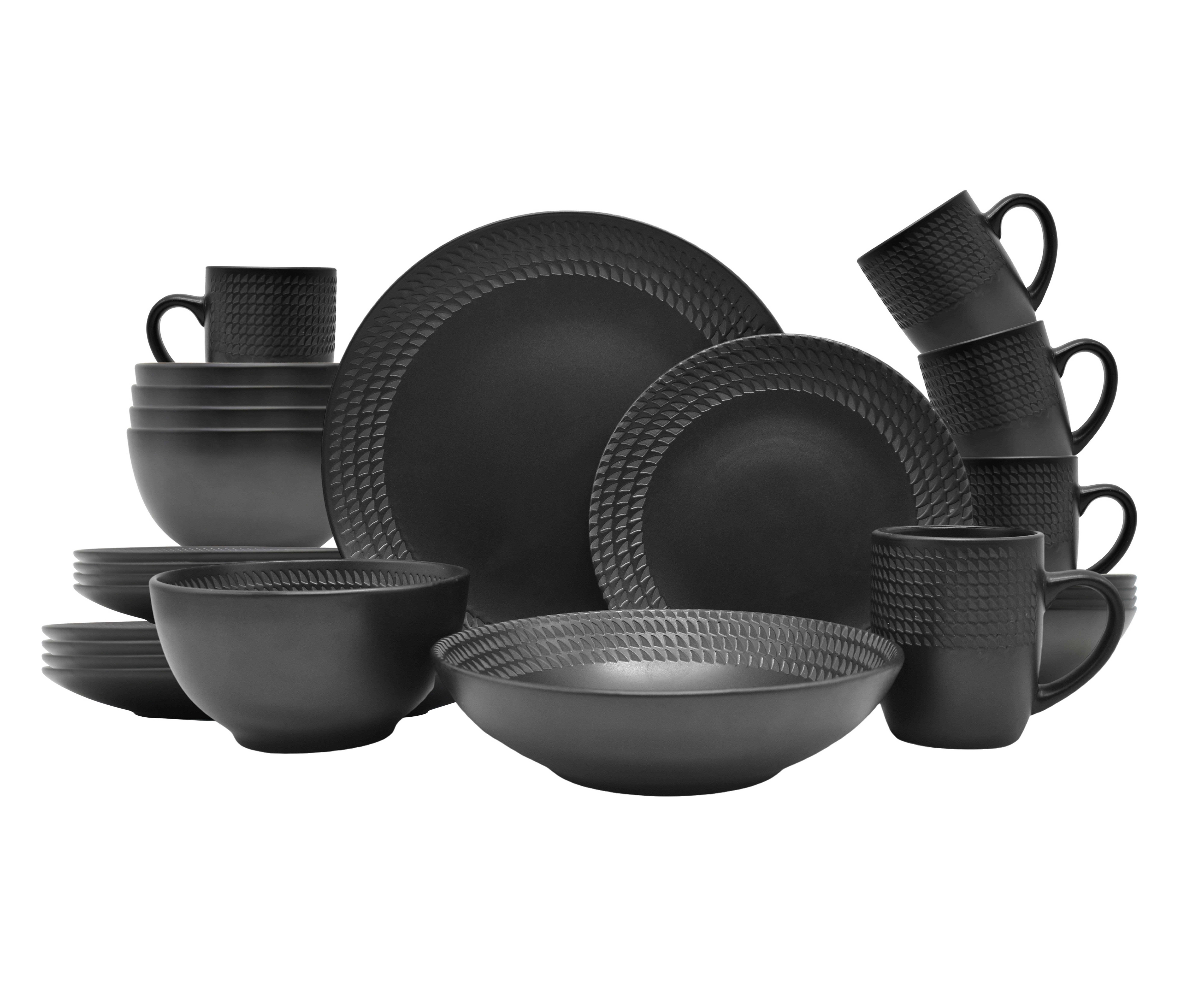 ECHTWERK Kombiservice BlackStyle schwarz Steingut 30 tlg. BlackStyle - schwarz (47,00/44,50/31,50cm) - ECHTWERK