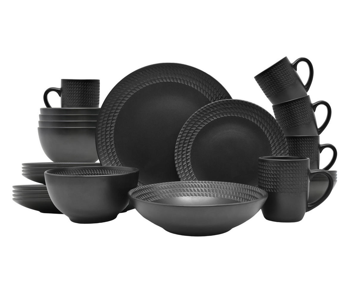 ECHTWERK Kombiservice BlackStyle schwarz Steingut 30 tlg. BlackStyle - schwarz (47,00/44,50/31,50cm) - ECHTWERK