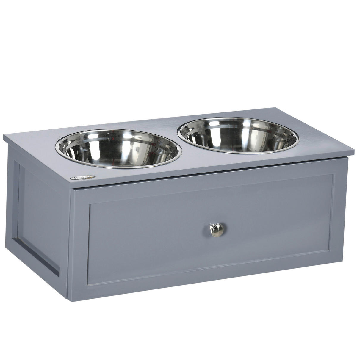 PawHut Hunde-Zubehör grau MDF B/H/L: ca. 30x60x24 cm Hundenapf - grau (24,00/30,00/60,00cm) - PawHut