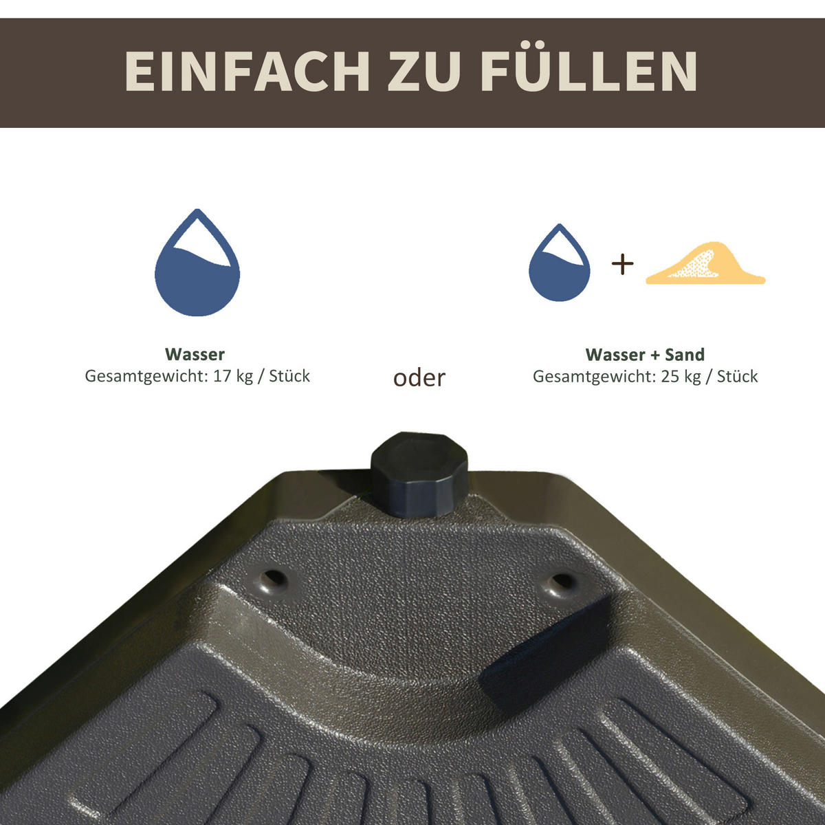 Outsunny Schirmständer kaffee Kunststoff B/H/L: ca. 100x10,5x100 cm Schirmständer - kaffee (100,00/100,00/10,50cm) - Outsunny