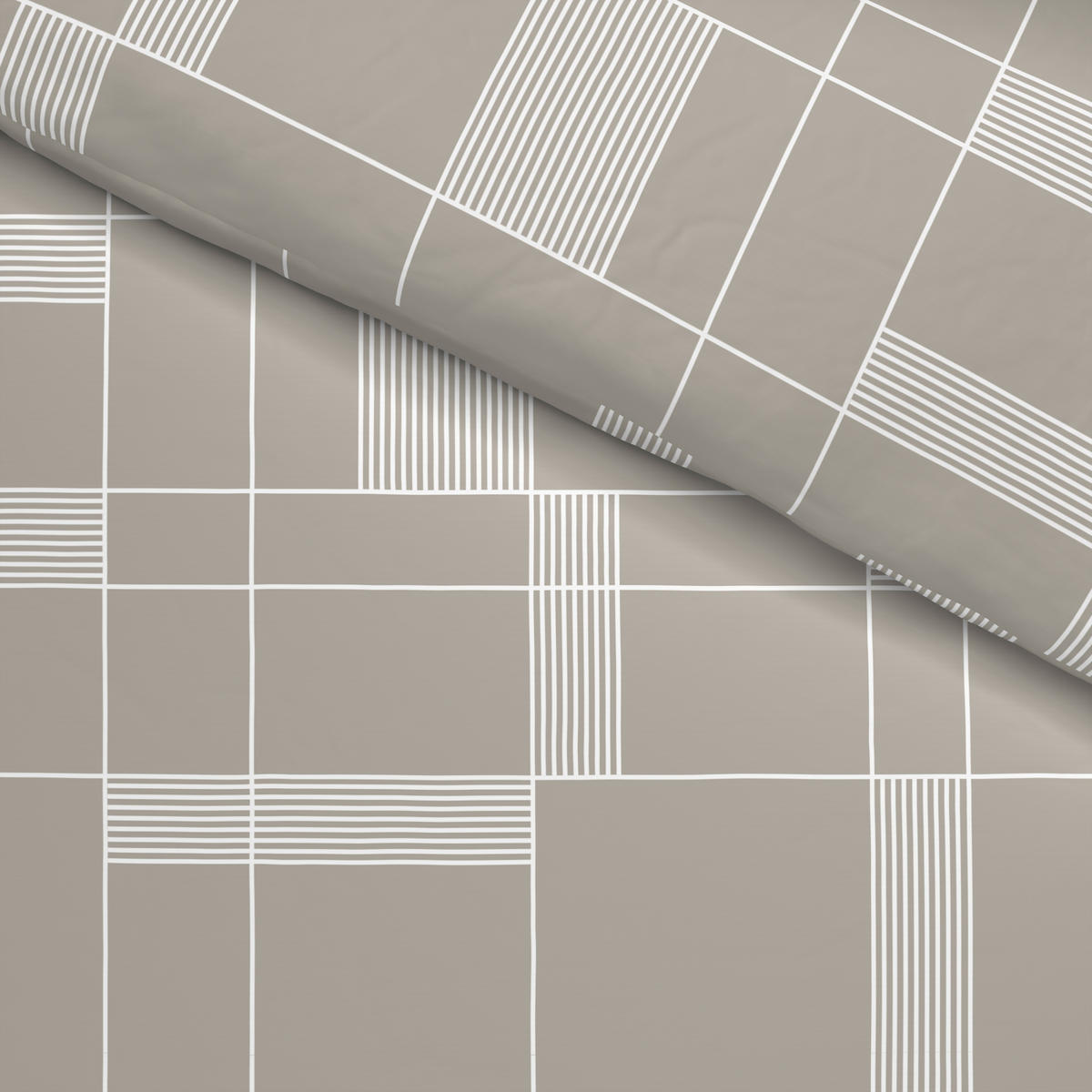 Microfaser Bettwäsche Bettwäsche_Microfaser kariert beige - beige (135,00/200,00cm) - Sensation