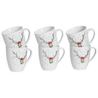 CreaTable Kaffeebecher Hirsch weiß Porzellan 6 tlg. Hirsch - weiß - CreaTable