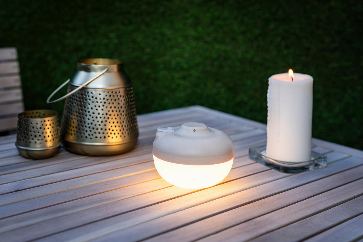 NewGarden LED-Außendekoleuchte weiß beige Kunststoff B/H/L: ca. 11x8,5x11 cm 1.0 Brennstellen CHERRY - beige/weiß (11,00/11,00/8,50cm) - NewGarden