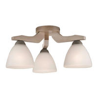 Lamkur Deckenleuchte weiß buche Stahl Holz Glas B/H/L: ca. 35x20x38 cm 3 Brennstellen Adriano - weiß/buche (38,00/35,00/20,00cm) - Lamkur