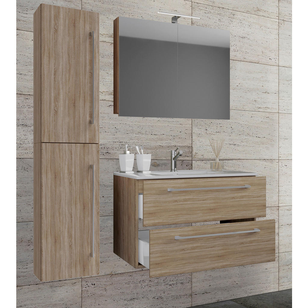 Thumbnail - Waschplatz 4tlg-Badinos Eiche Sonoma Nachbildung B/H/T: ca. 81x51,6x46,4 cm