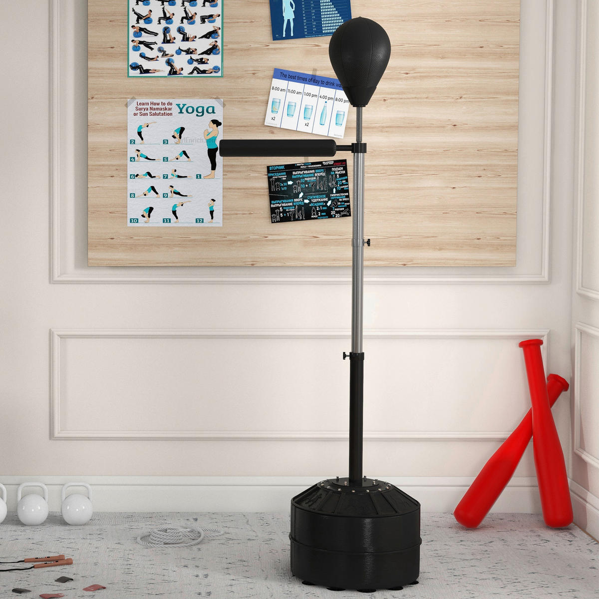 SPORTNOW Fitness-Zubehör schwarz Edelstahl B/H/L: ca. 48x76x205 cm Punchingball_Set - schwarz (205,00/48,00/76,00cm) - SPORTNOW