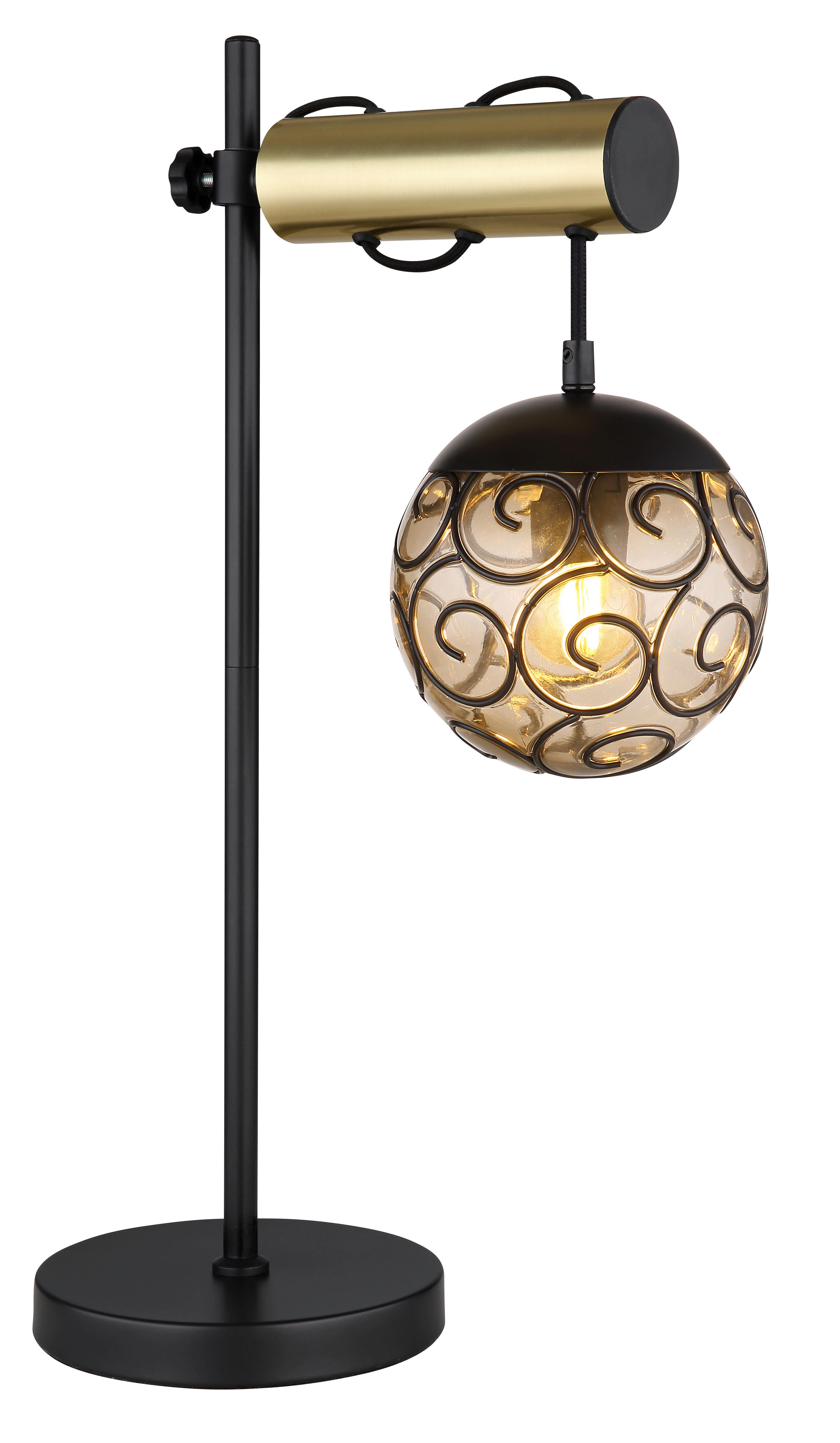GLOBO Tischleuchte schwarz Rauch Metall Kunststoff B/H/T: ca. 18x55x34 cm E27 1 Brennstellen FITZ - schwarz/Rauch (18,00/55,00/34,00cm) - GLOBO