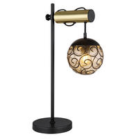 GLOBO Tischleuchte schwarz Rauch Metall Kunststoff B/H/T: ca. 18x55x34 cm E27 1 Brennstellen FITZ - schwarz/Rauch (18,00/55,00/34,00cm) - GLOBO