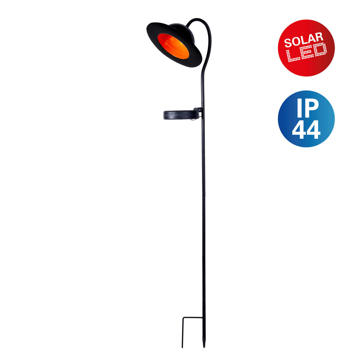 LED-Solarleuchte 4136322 schwarz Metall B/H/T: ca. 17x86x15 cm LED Solarleuchte BOWLER mit LED - schwarz (17,00/86,00/15,00cm) - Näve Leuchten