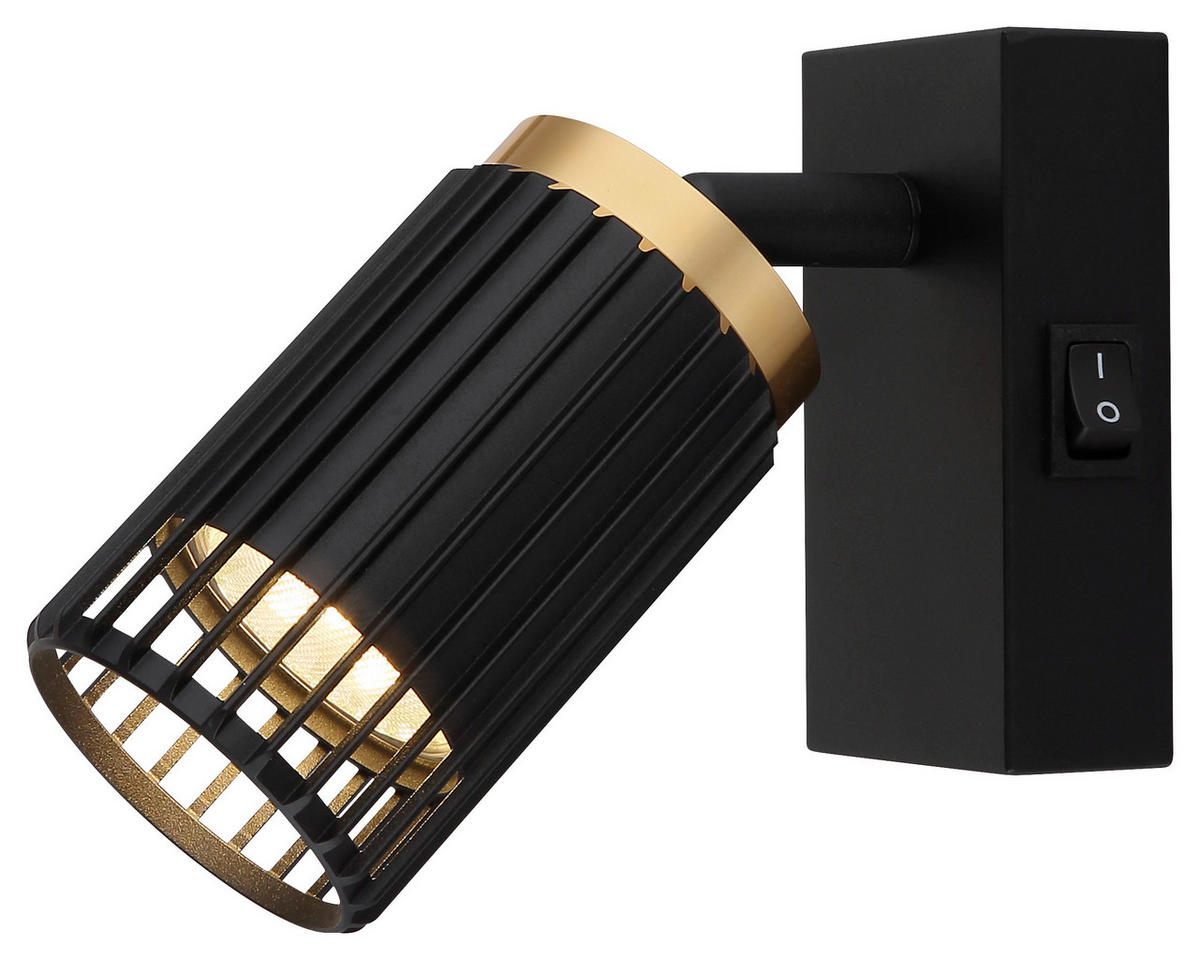 GLOBO Strahler mattschwarz Metall Aluminium B/H: ca. 7x12 cm GU10 1 Brennstellen Korben - mattschwarz (7,00/12,00cm) - GLOBO