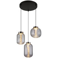GLOBO LED-Pendelleuchte Rauch schwarz Metall Glas H/D: ca. 150x50 cm FLUORO - schwarz/Rauch (50,00/150,00cm) - GLOBO