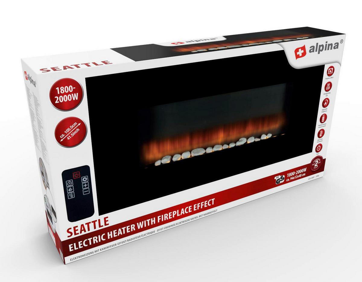 alpina Elektrokamin Glas ca. 2000 W Seattle - Alpina