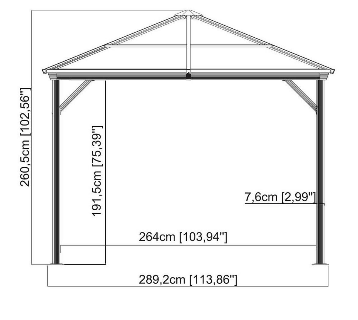 Sojag Pavillon Ventura anthrazit Stahl B/H/L: ca. 296x260x296 cm Ventura - anthrazit (296,00/296,00/260,00cm) - Sojag