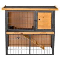 PawHut Kleintierstall schwarz Holz B/H/L: ca. 45x81x89,5 cm Kleintierstall - gelb/schwarz (89,50/45,00/81,00cm) - PawHut