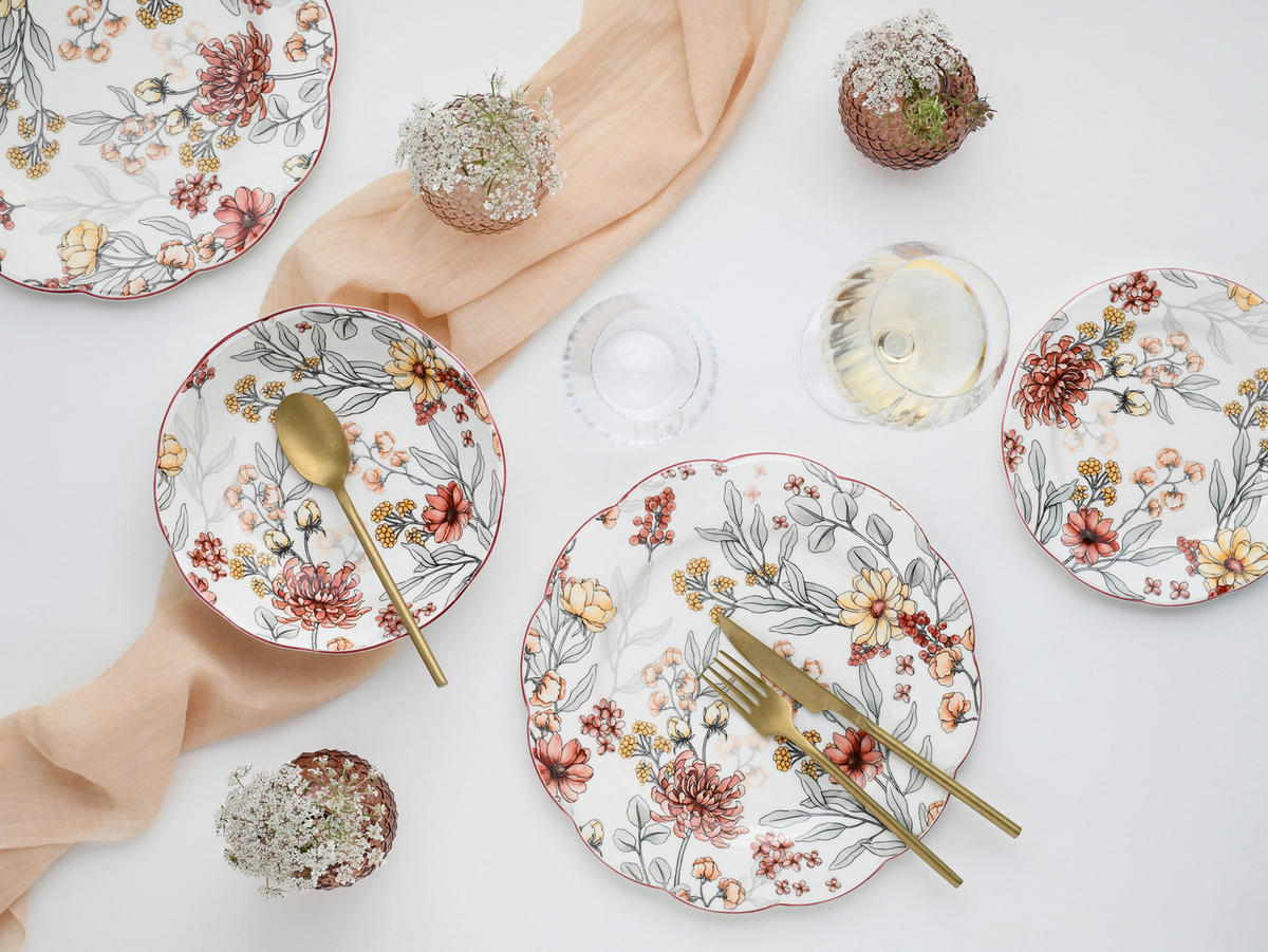 CreaTable Tafelservice Fiore bunt Steingut 12 tlg. Fiore - bunt - CreaTable