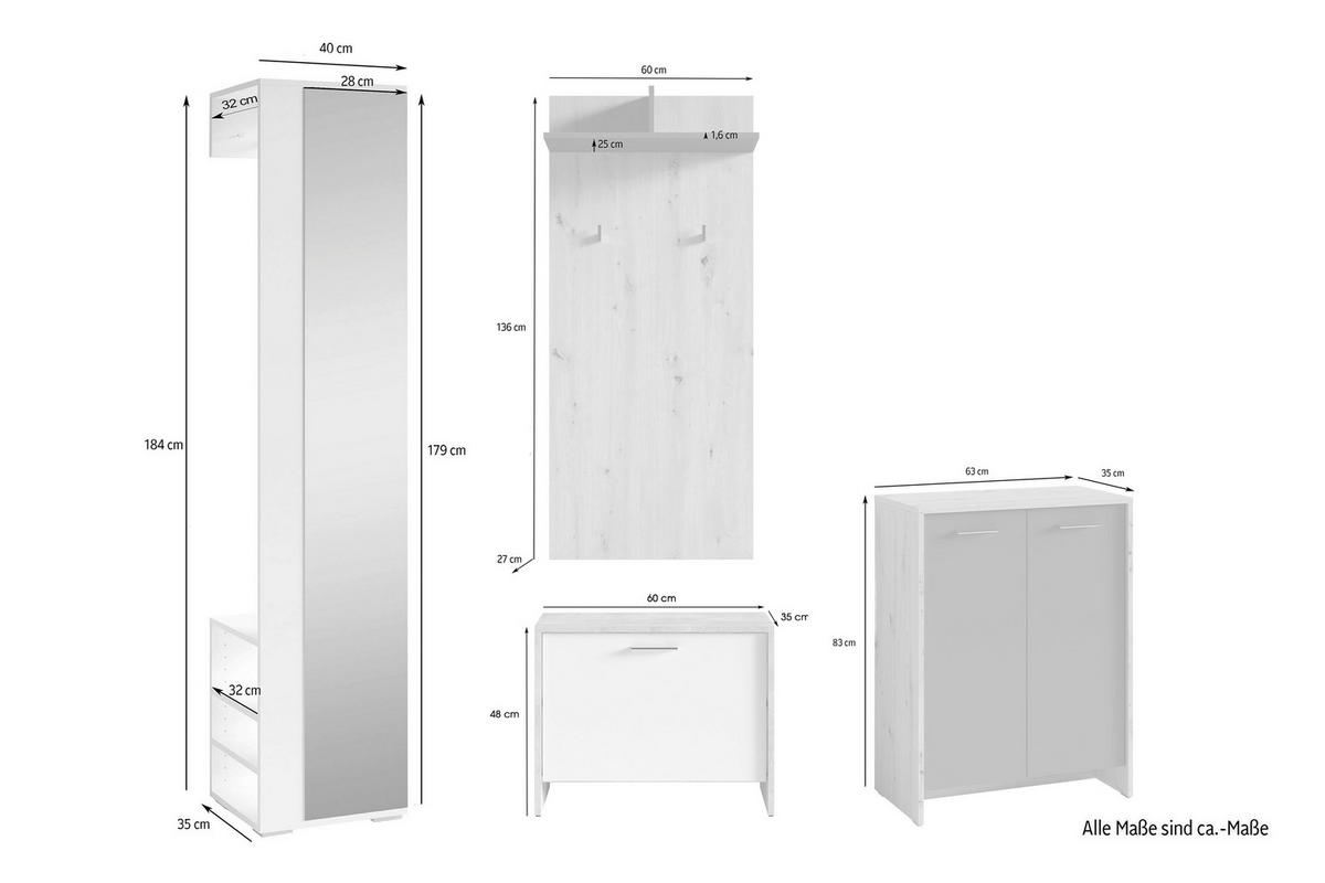 Garderobenset BEN Set 4-tlg. anthrazit BEN Set 4-tlg. - anthrazit - byLIVING
