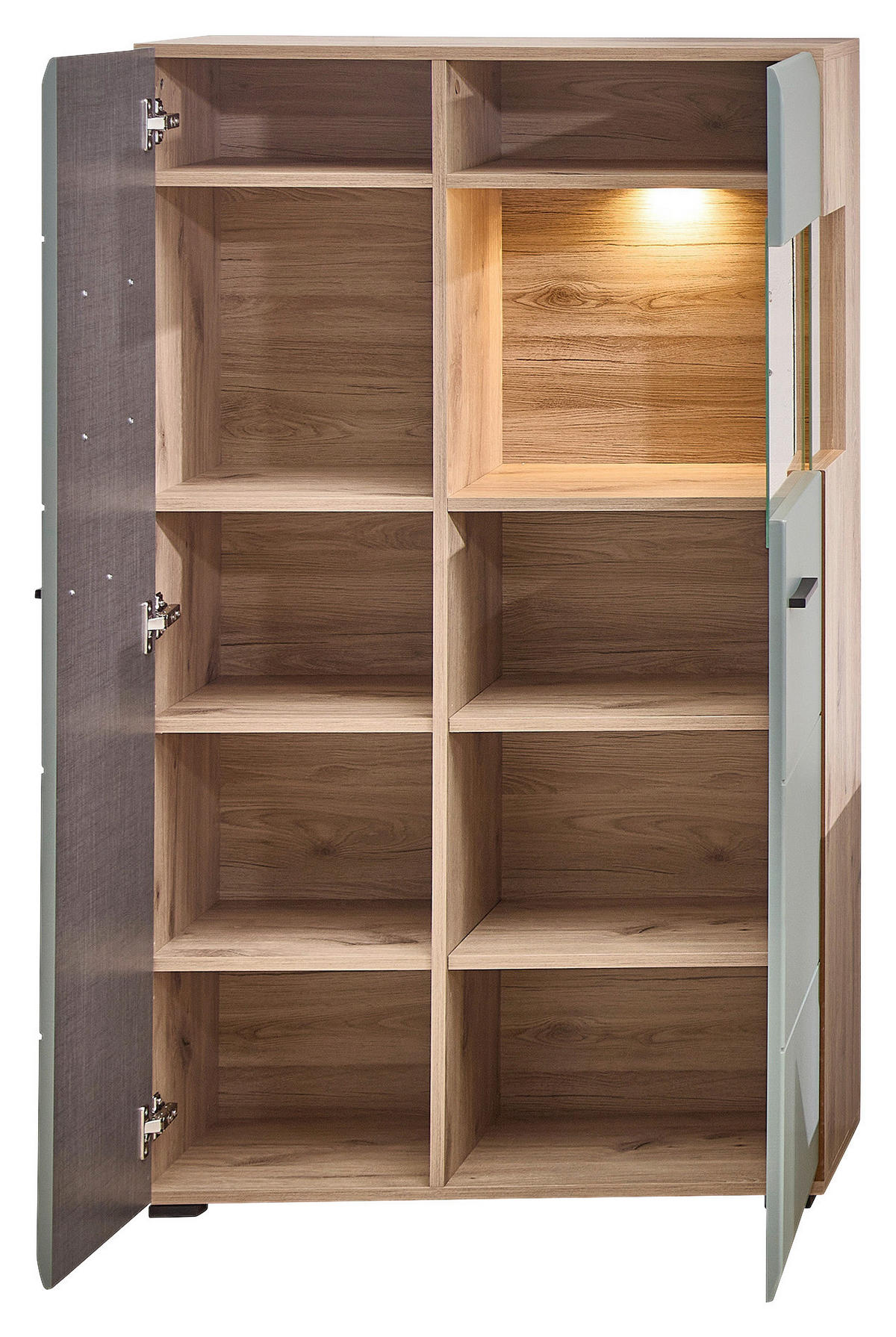 Vitrine Fun Plus 2 salbei Oak Eiche Viking Nachbildung B/H/T: ca. 80x139x37 cm Fun Plus 2 - Oak/salbei (80,00/139,00/37,00cm)