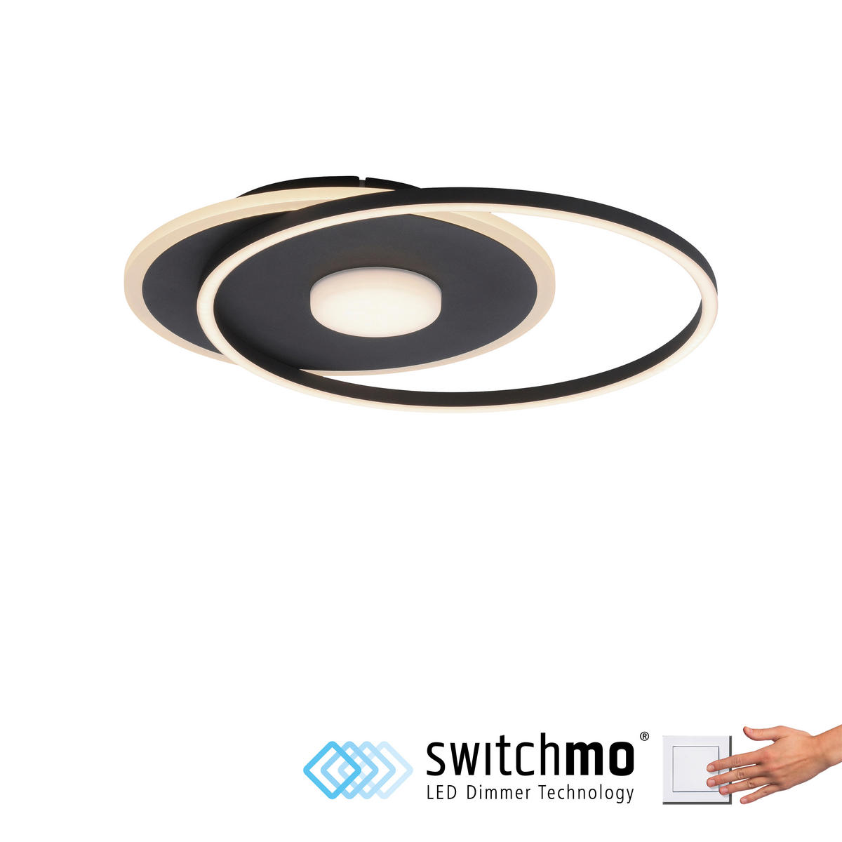 Just Light LED-Deckenleuchte DOMINO 15046-18 schwarz weiß Metall Kunststoff B/H/T: ca. 39,5x6,8x45 cm 1 Brennstellen DOMINO - weiß/schwarz (39,50/6,80/45,00cm) - Just Light