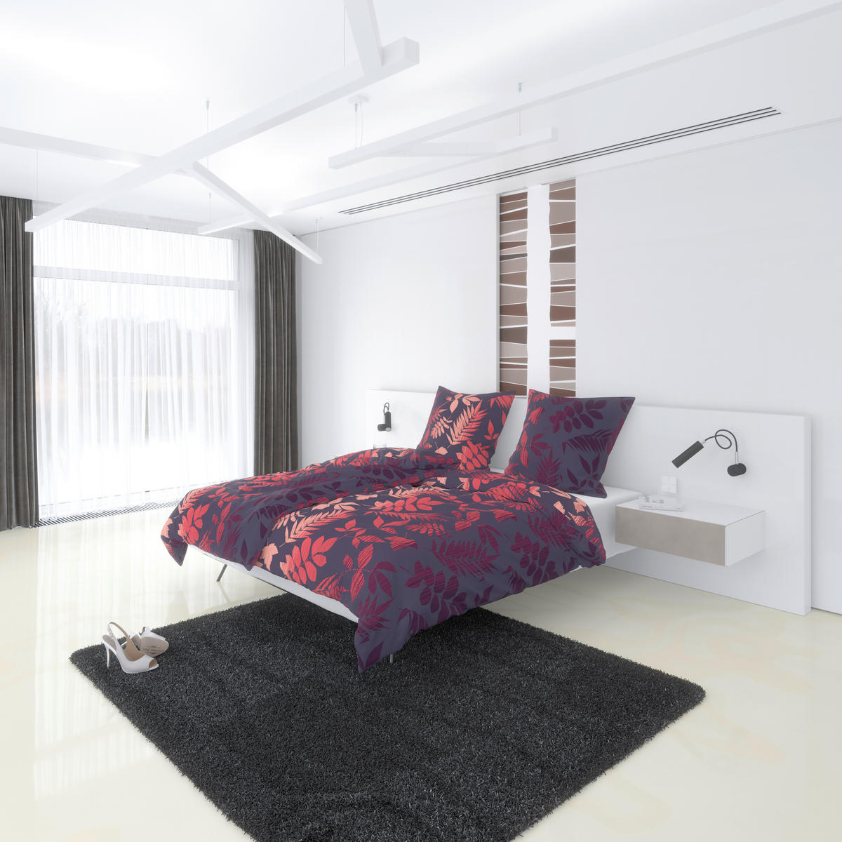 Baumwoll Bettwäsche Cotton touch Bettwäsche_Cotton-Touch Laub - lila/bordeaux (135,00/200,00cm) - Sensation