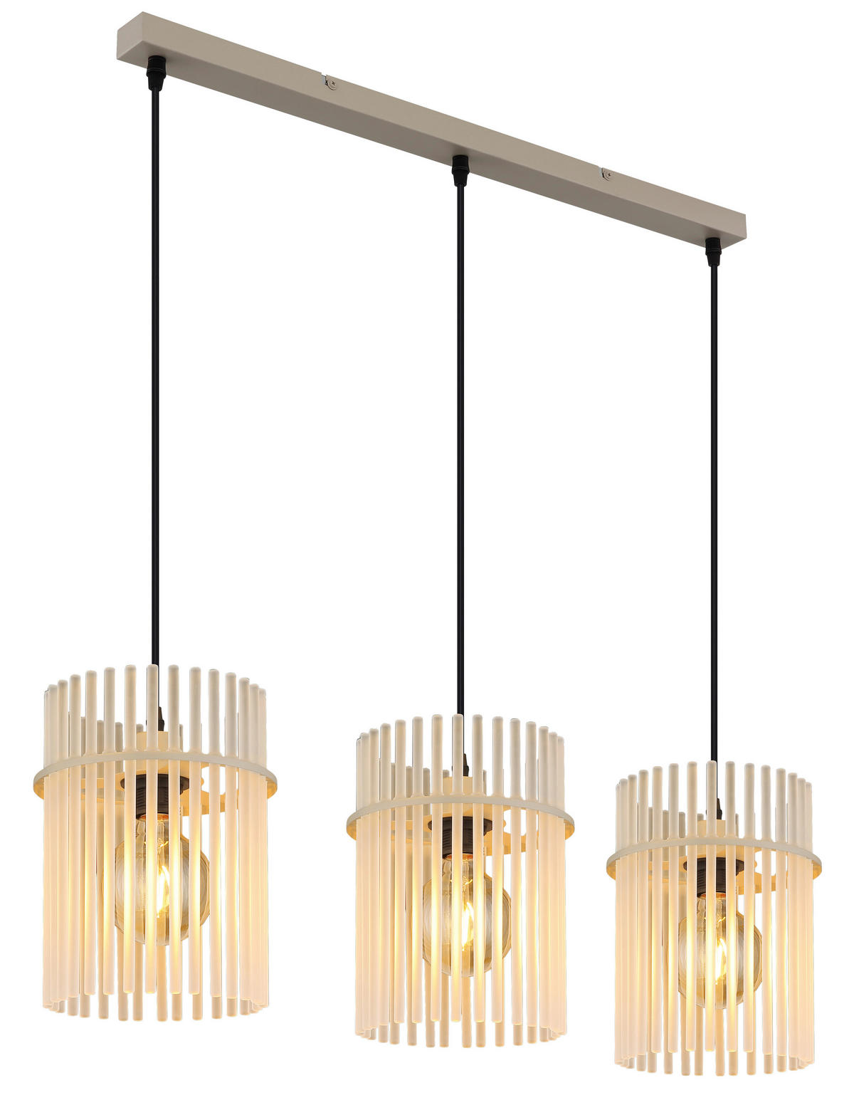 GLOBO Pendelleuchte sand Metall Glas B/H/T: ca. 80x140x20 cm E27 3 Brennstellen Hängeleuchte_Gorley - sand (80,00/140,00/20,00cm) - GLOBO