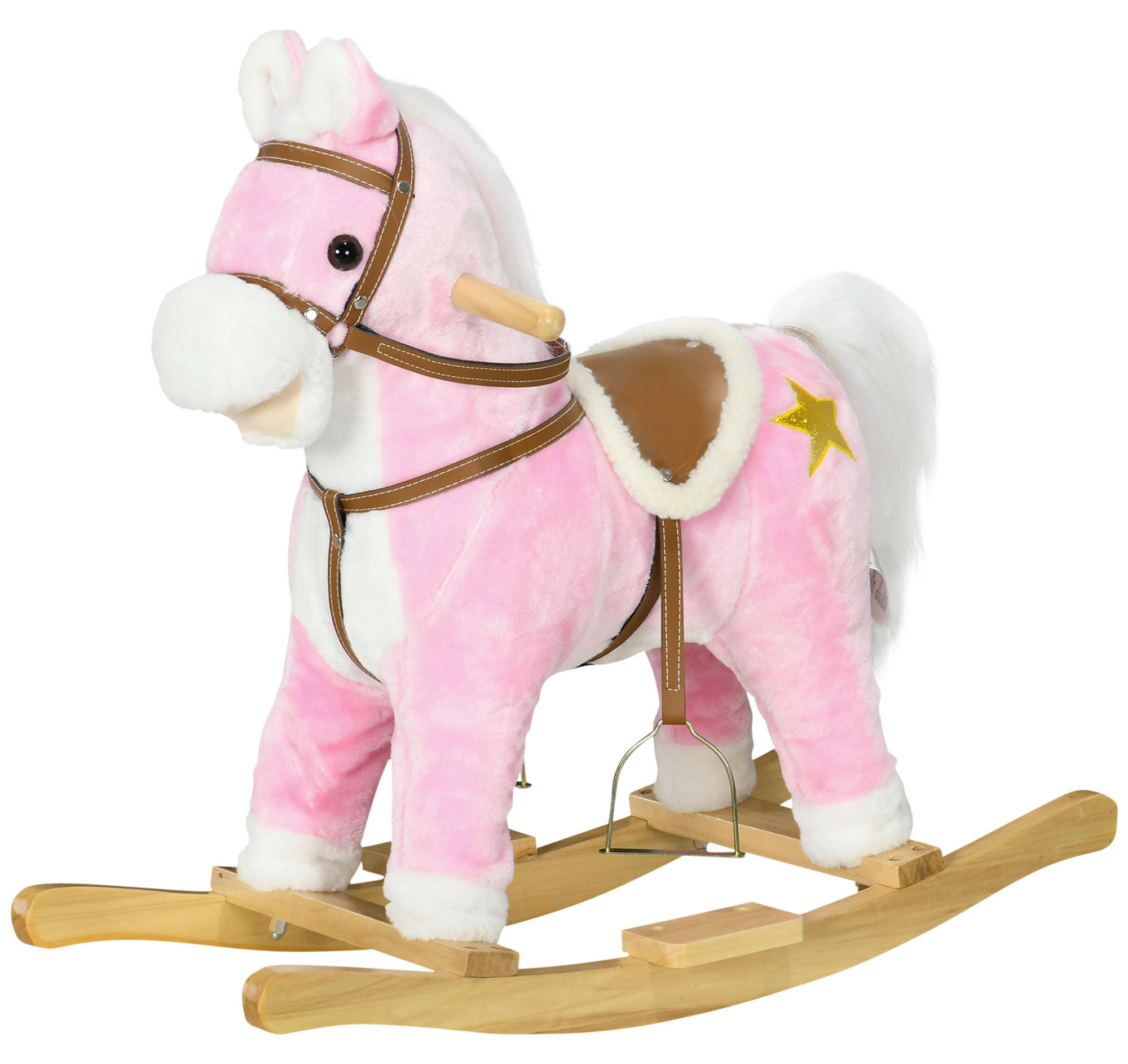 HOMCOM Schaukelpferd B/H/L: ca. 26x62x68 cm Schaukelpferd - rosa (68,00/26,00/62,00cm) - HOMCOM
