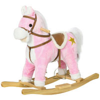 HOMCOM Schaukelpferd B/H/L: ca. 26x62x68 cm Schaukelpferd - rosa (68,00/26,00/62,00cm) - HOMCOM
