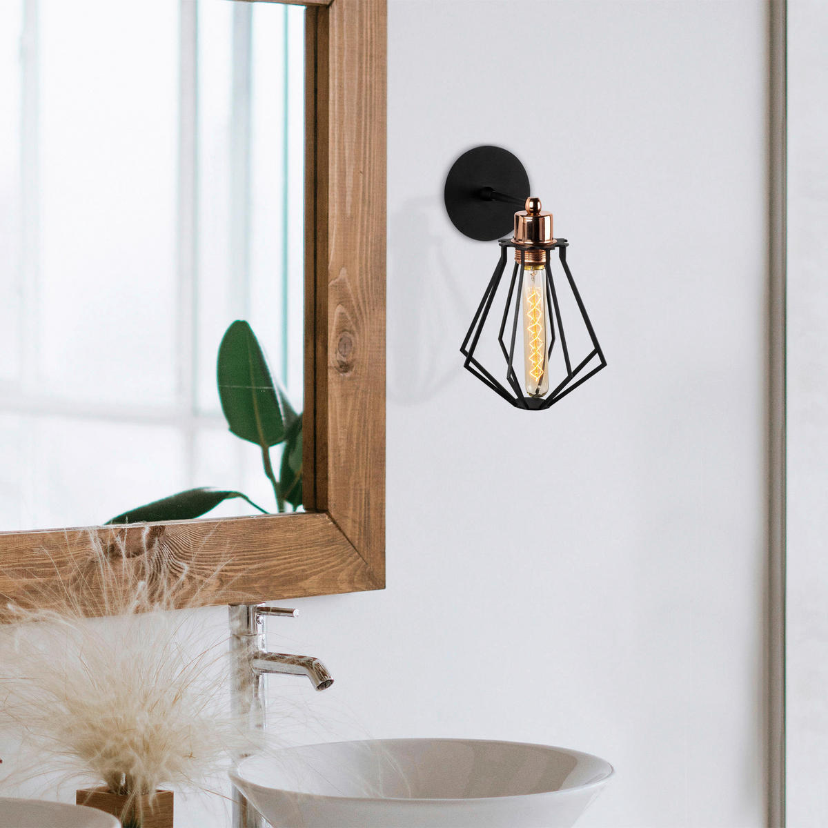 Opviq Wandleuchte Oylat bronze schwarz Metall B/H/T/L/D: ca. 18x30x18x18x18 cm E27 1 Brennstellen Oylat - schwarz/bronze (18,00/18,00/30,00cm) - Opviq