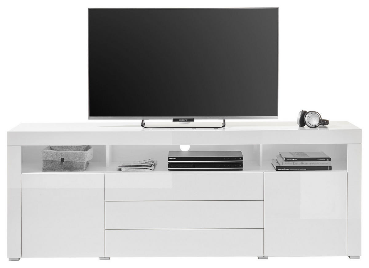 TV-Highboard Goal weiß weiß Hochglanz B/H/T: ca. 200x74x44 cm Goal - weiß (200,00/74,00/44,00cm)
