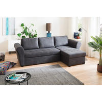 Ecksofa mit Bettfunktion und Bettkasten anthrazit B/H/T: ca. 260x89x155 cm Lasse_2F/REC/BK_Ecksofa - schwarz/anthrazit (260,00/89,00/155,00cm)