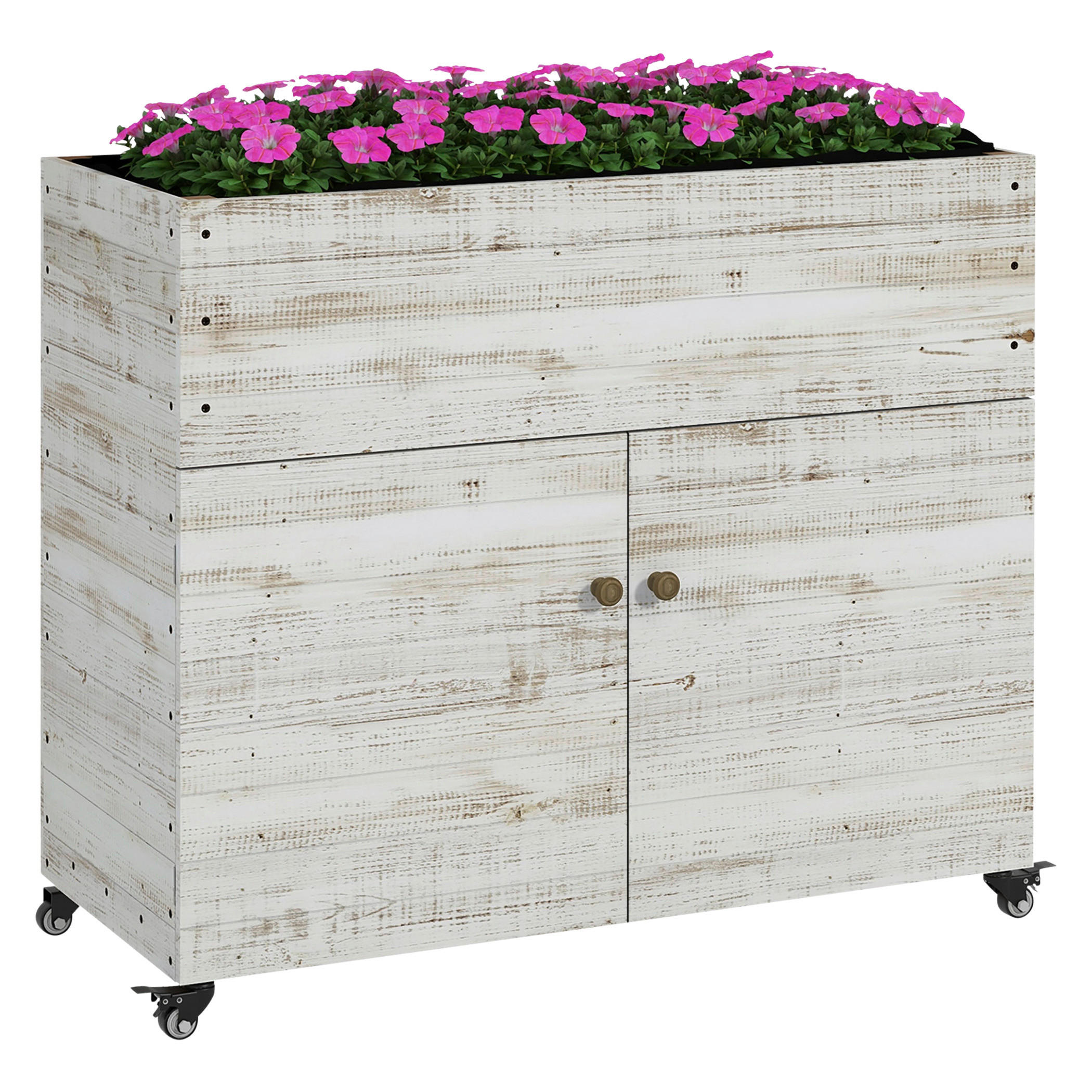 Outsunny Hochbeet weiß Holz B/H/L: ca. 50x110x95 cm Hochbeet - weiß (95,00/50,00/110,00cm) - Outsunny