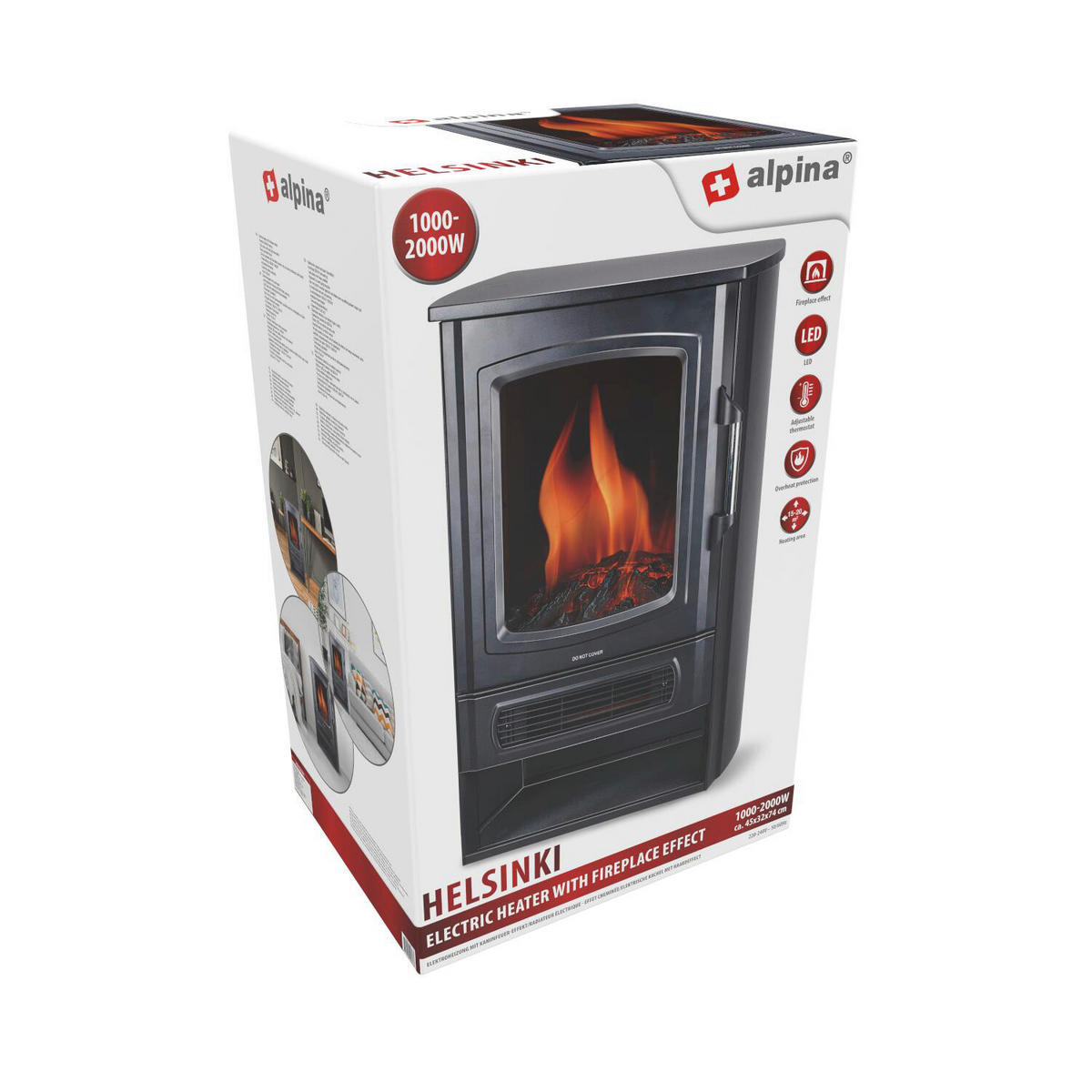 alpina Elektrokamin schwarz Metall ca. 2000 W Helsinki - schwarz - Alpina