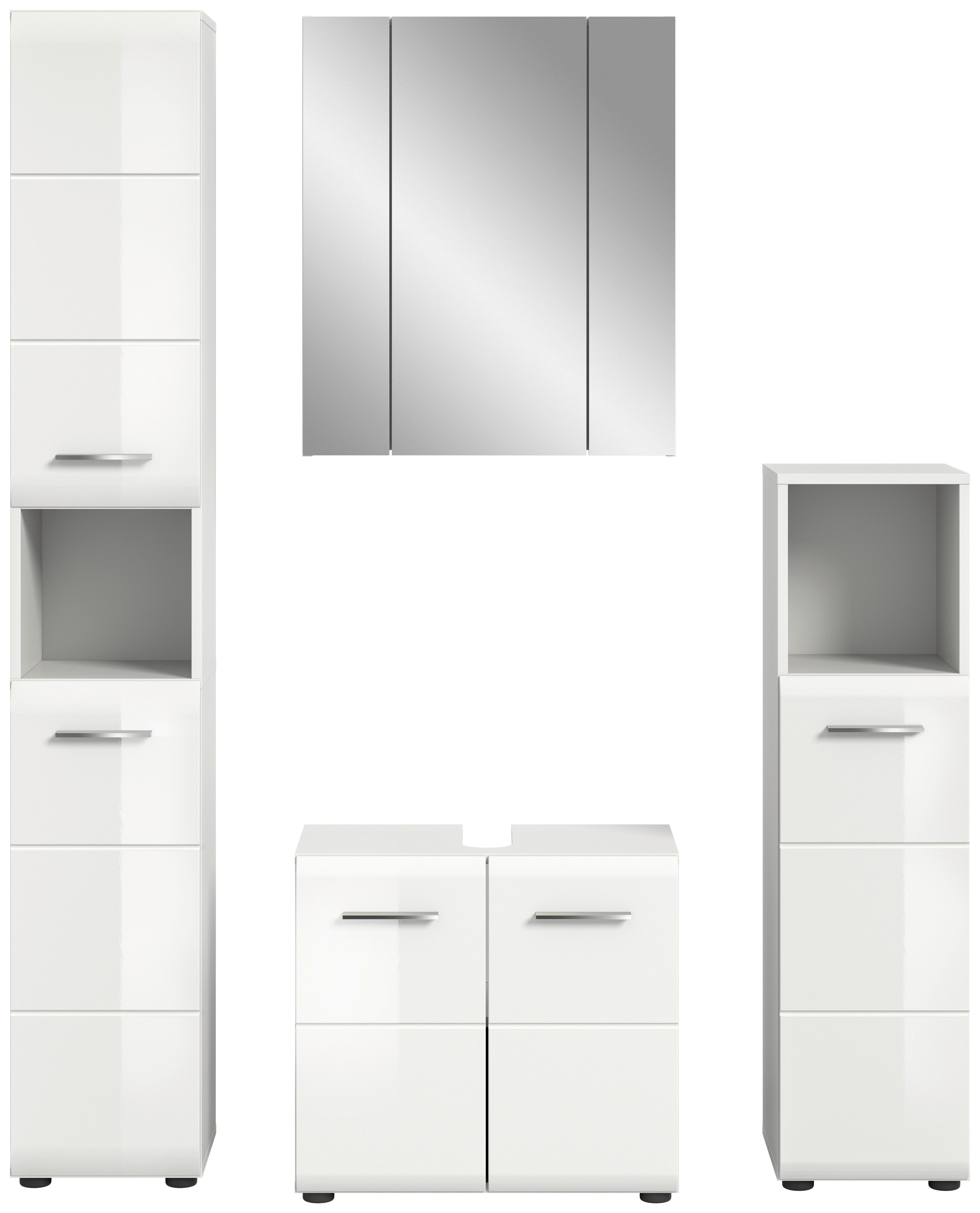 Badezimmer-Set Ice weiß weiß Hochglanz B/H/T: ca. 150x185x30 cm Ice - weiß (150,00/185,00/30,00cm) - xonox.home